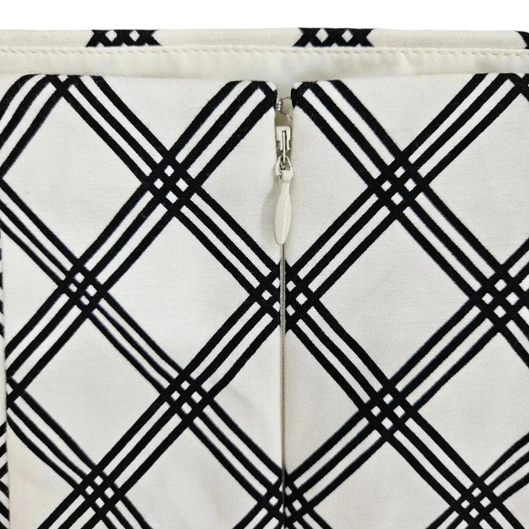 Express Straight Pencil Midi Skirt White Black Windowpane Plaid Zip Back - Picture 3 of 5